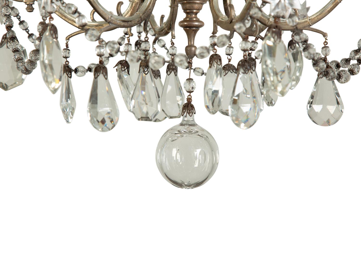 A Silvered Metal Six-Light Chandelier