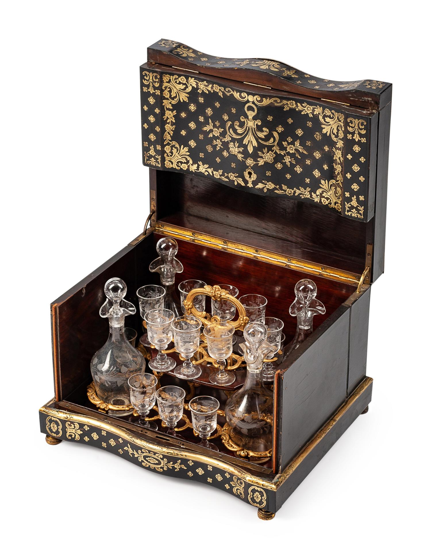 A Napoleon III Brass Inlaid Cave a Liqueur
