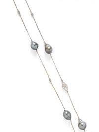 CULTURED TAHITIAN PEARL AND DIAMOND NECKLACE