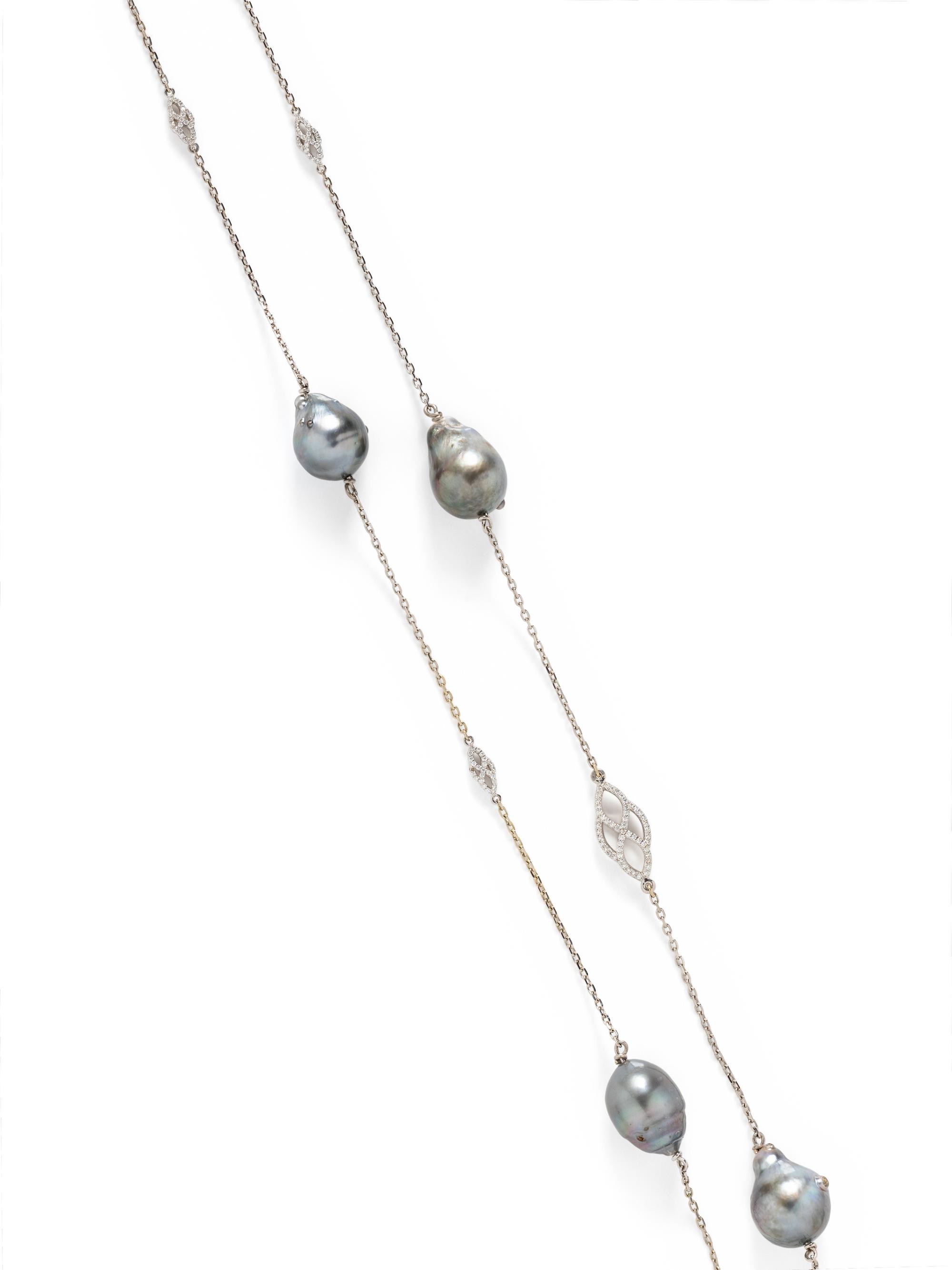 CULTURED TAHITIAN PEARL AND DIAMOND NECKLACE