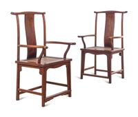 A Pair of Huanghuali Official's Hat Chairs, Sichutouguanmaoyi