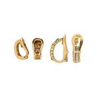 COLLECTION OF YELLOW GOLD DIAMOND, CULTURED PEARL, AND EMERALD CONVERTIBLE CLIP EARRINGS