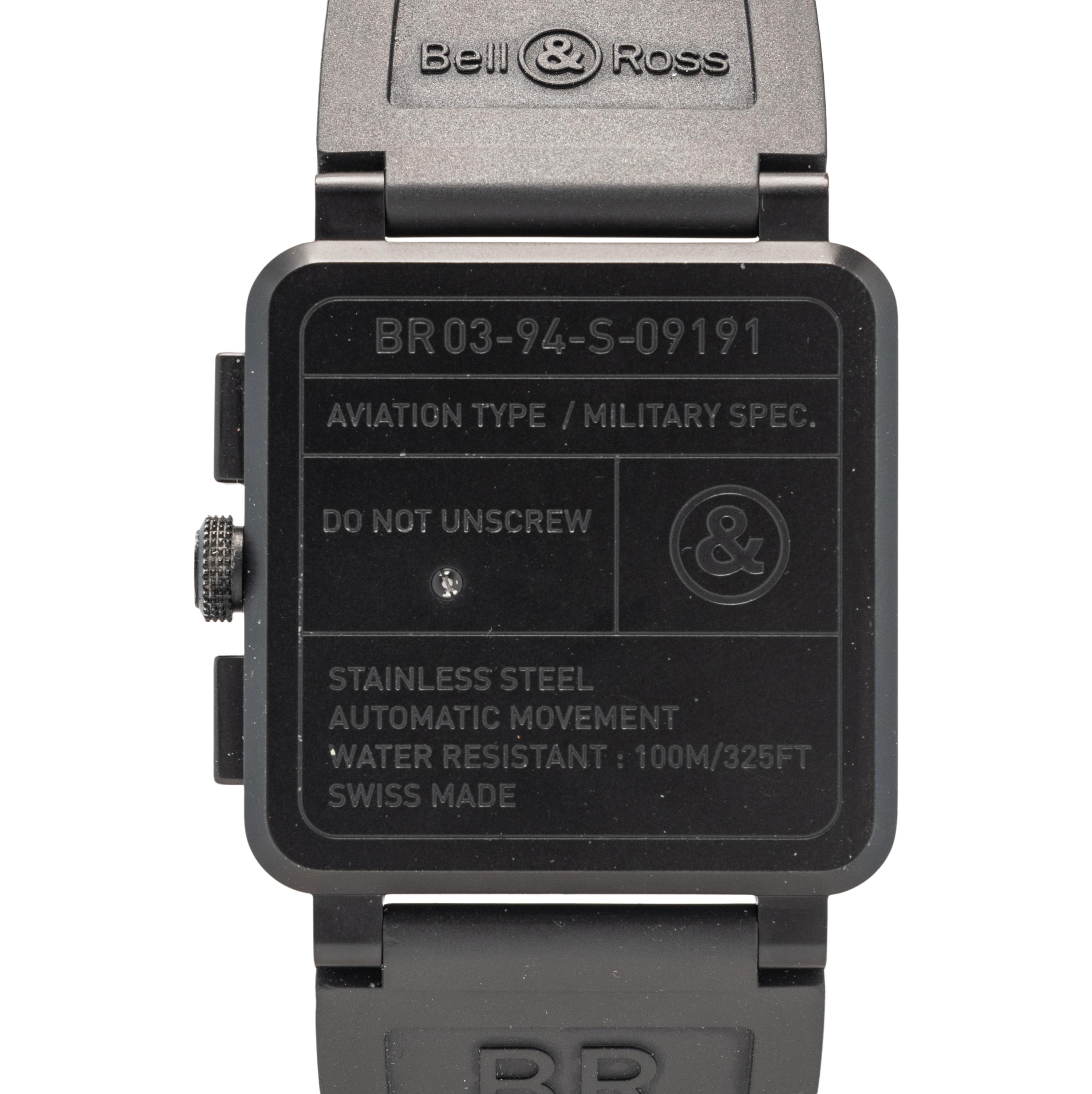 BELL & ROSS, REF. BR03-94 STAINLESS STEEL 'CHRONO STEALTH' CHRONOGRAPH DATE WATCH