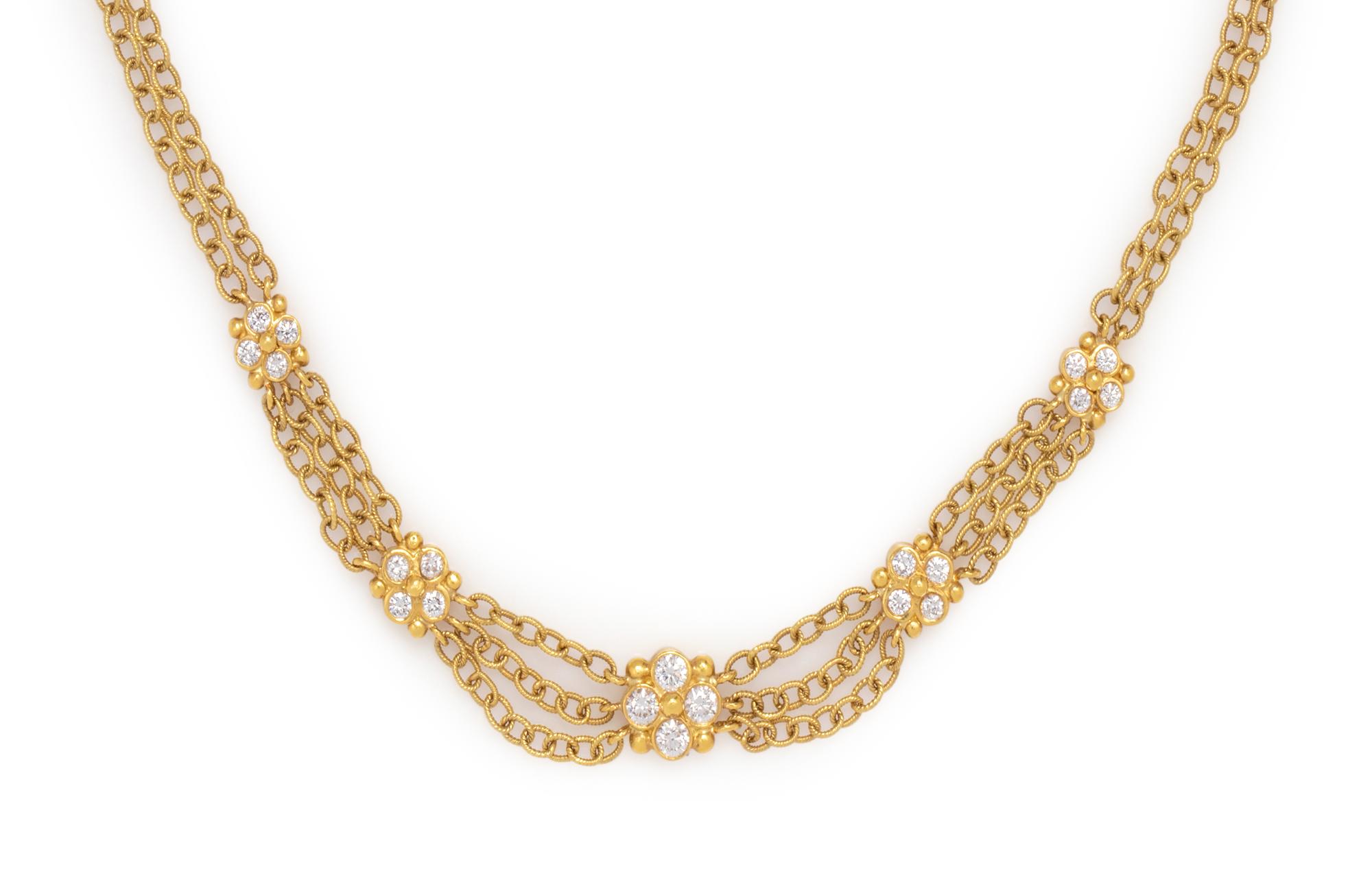 STAMBOLIAN, YELLOW GOLD AND DIAMOND NECKLACE