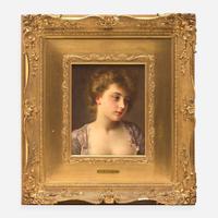 Gustave Jean Jacquet (French, 1846-1909) Portrait Bust of a Young Woman