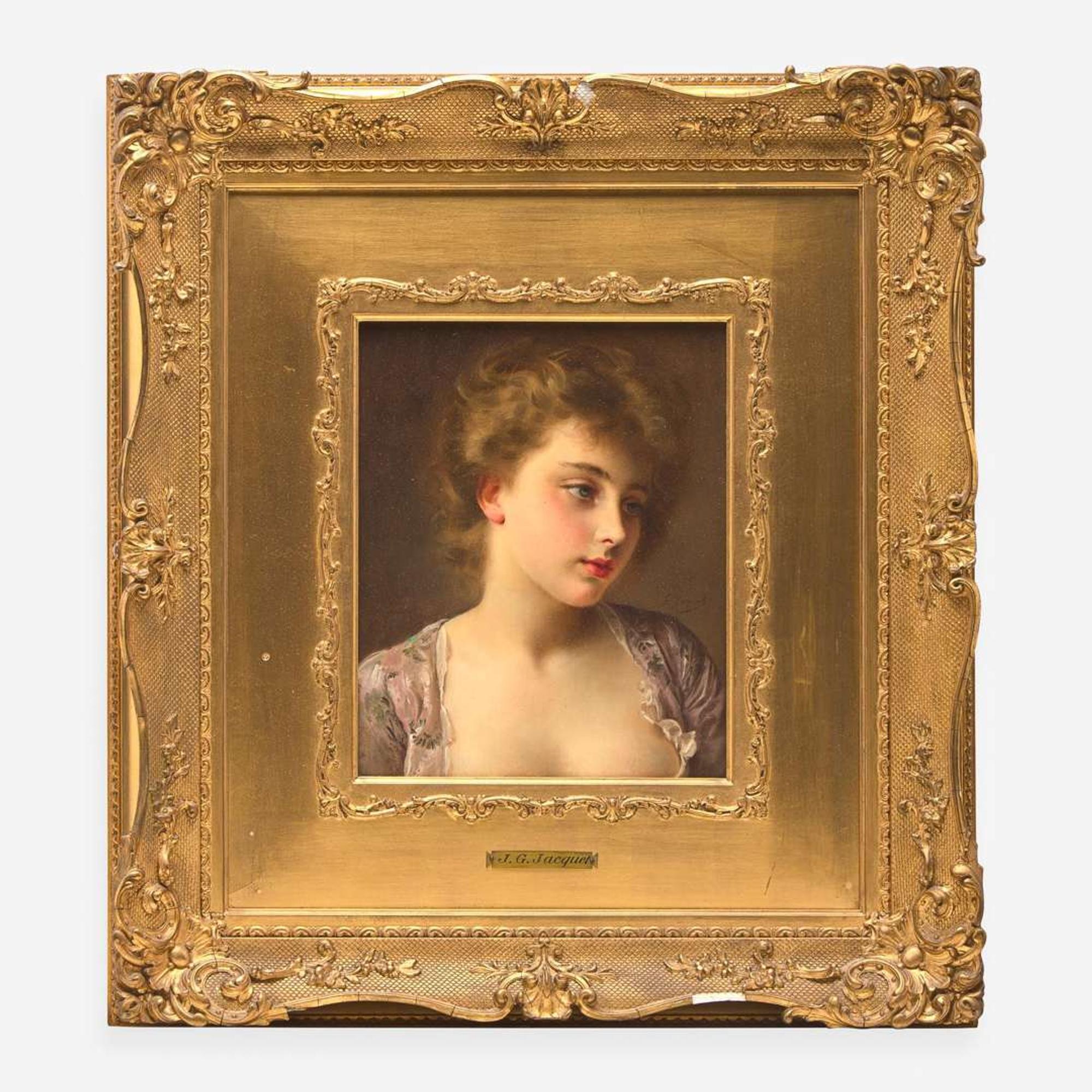 Gustave Jean Jacquet (French, 1846-1909) Portrait Bust of a Young Woman