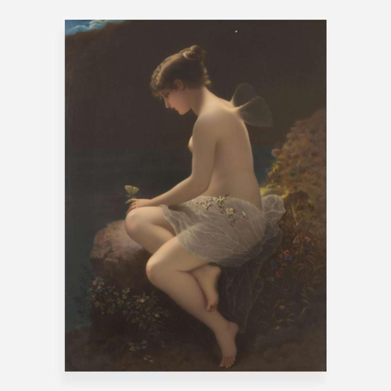 A KPM painted porcelain plaque depicting a fairy late 19th century