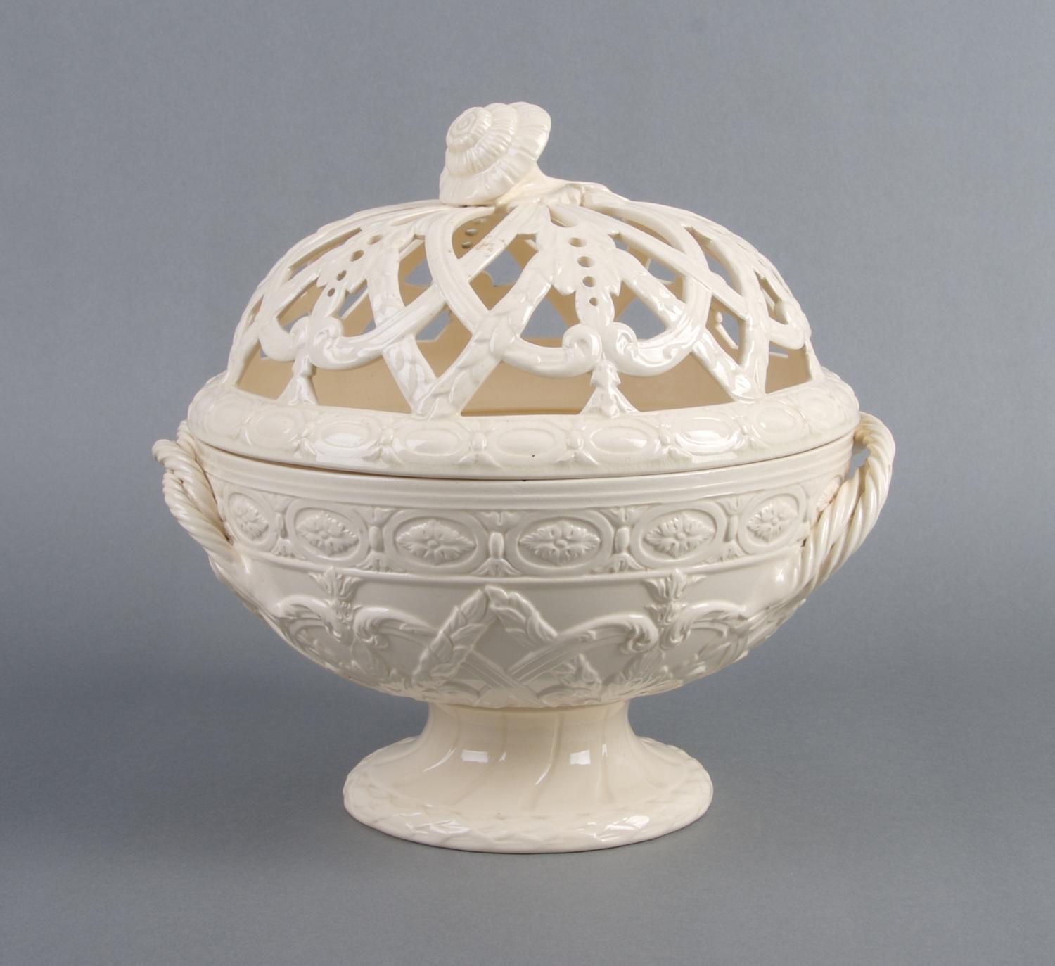 An English Creamware Bowl and Cover, Wedgwood, Height approximately 12 inches.