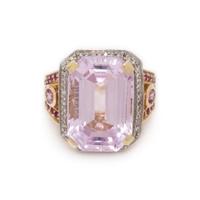 KUNZITE, DIAMOND AND PINK SAPPHIRE RING