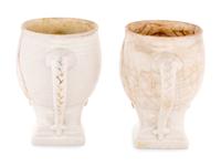 A Pair of Khrapunov-Novykh Porcelain Figural Mugs