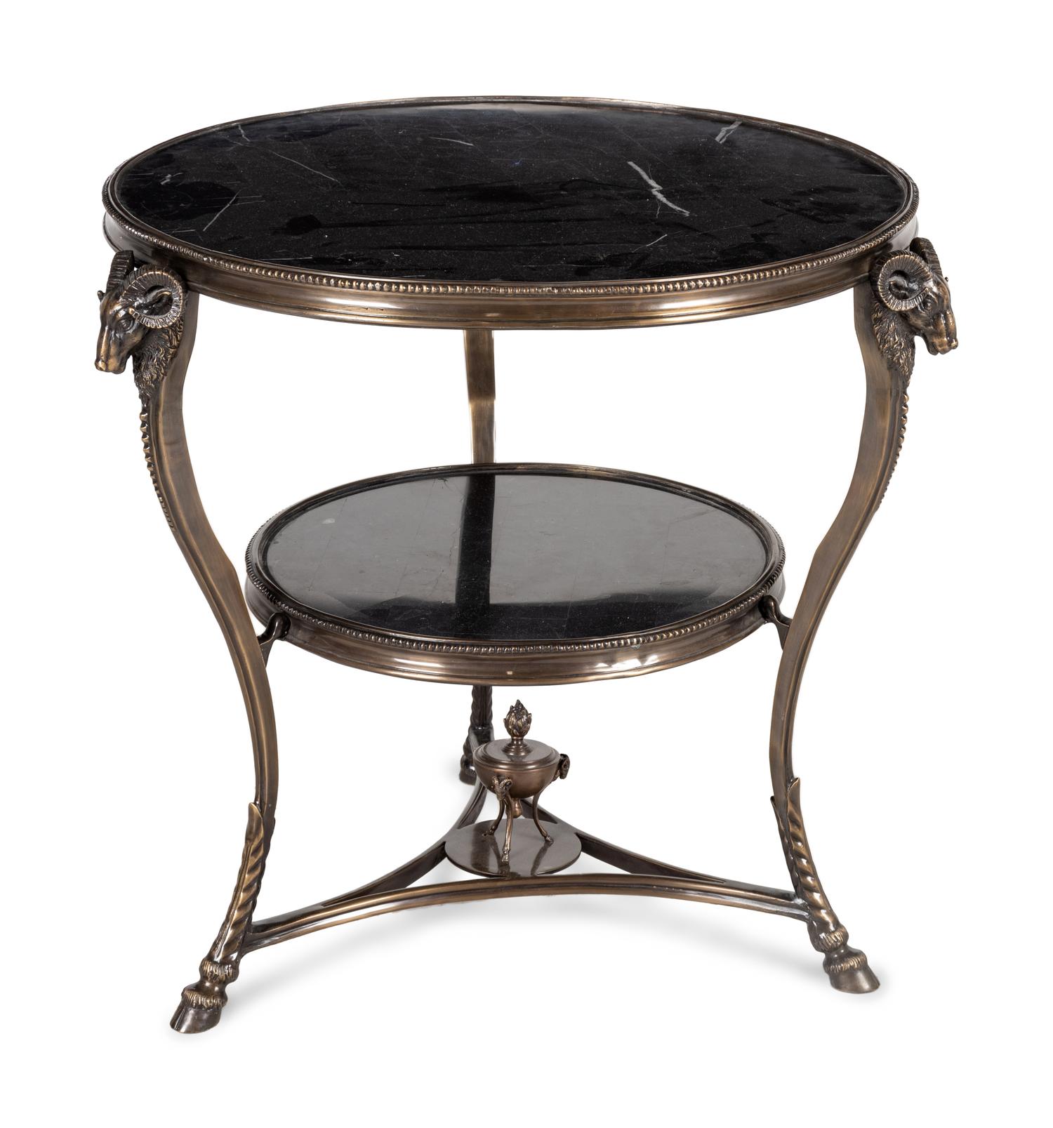 A Neoclassical Style Bronze and Marble Guéridon