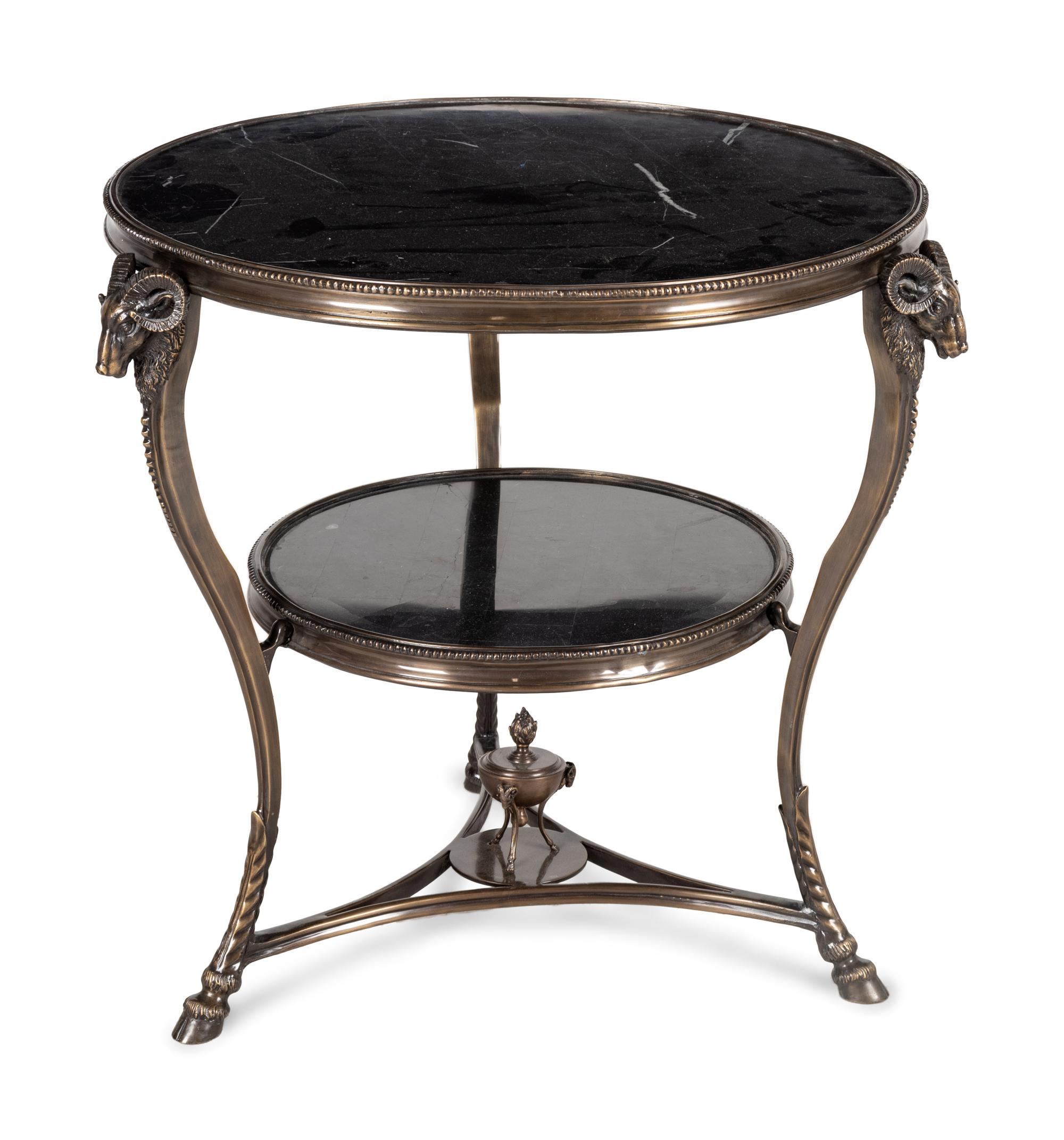 A Neoclassical Style Bronze and Marble Guéridon