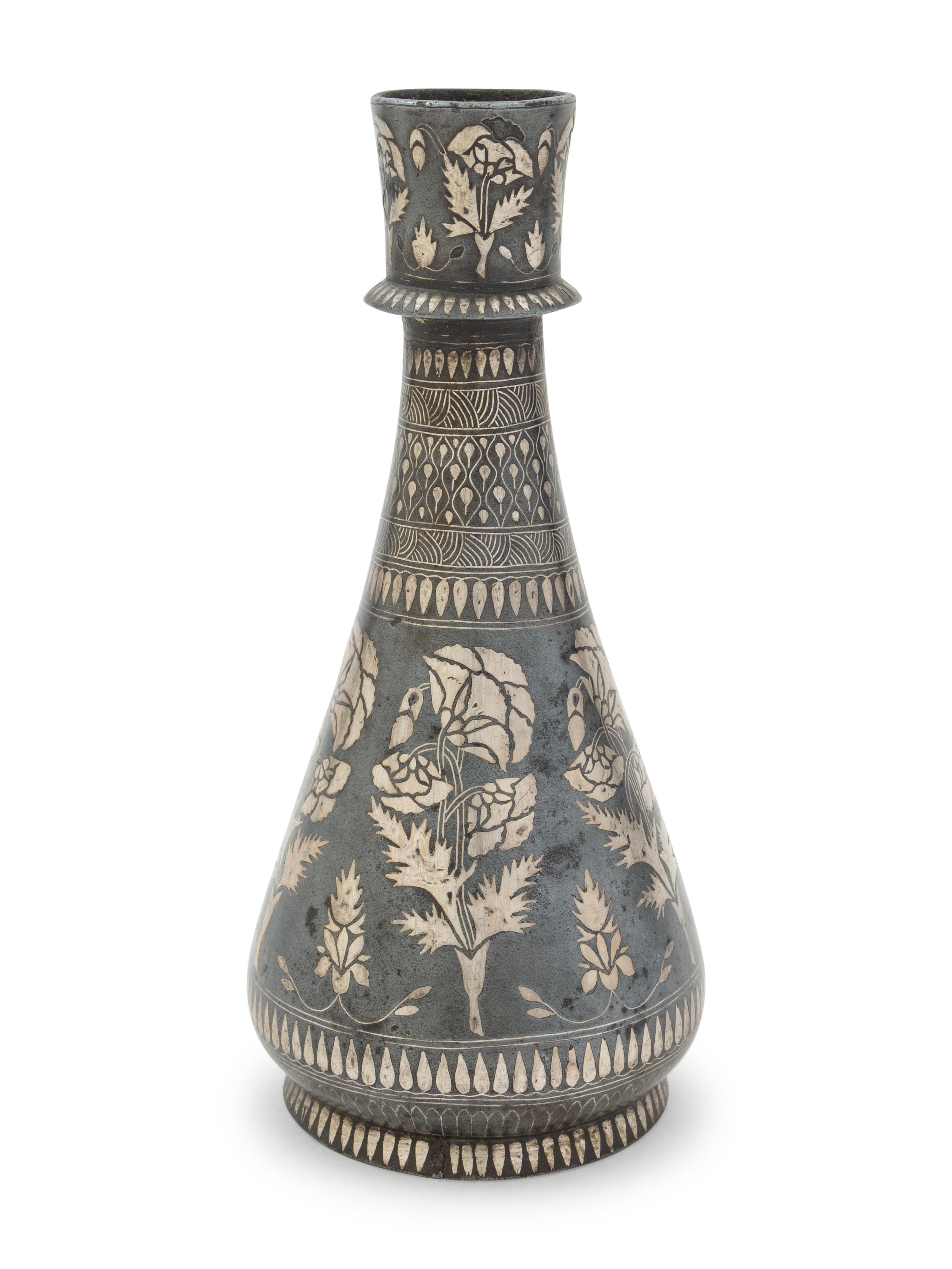 A Persian Silver Inlaid Vase
