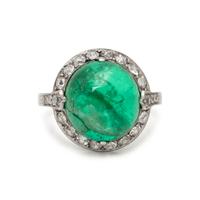 ANTIQUE, EMERALD AND DIAMOND RING
