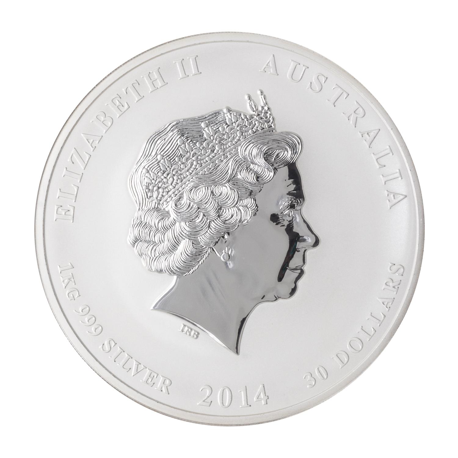 An Australia 2014-P Year of the Horse $30 Colorized and Gemstone-Inset 1 Kilo Silver First Strike Specimen