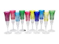 A Collection of Saint Louis and Other Colored Cut-to-Clear Glass Stemware