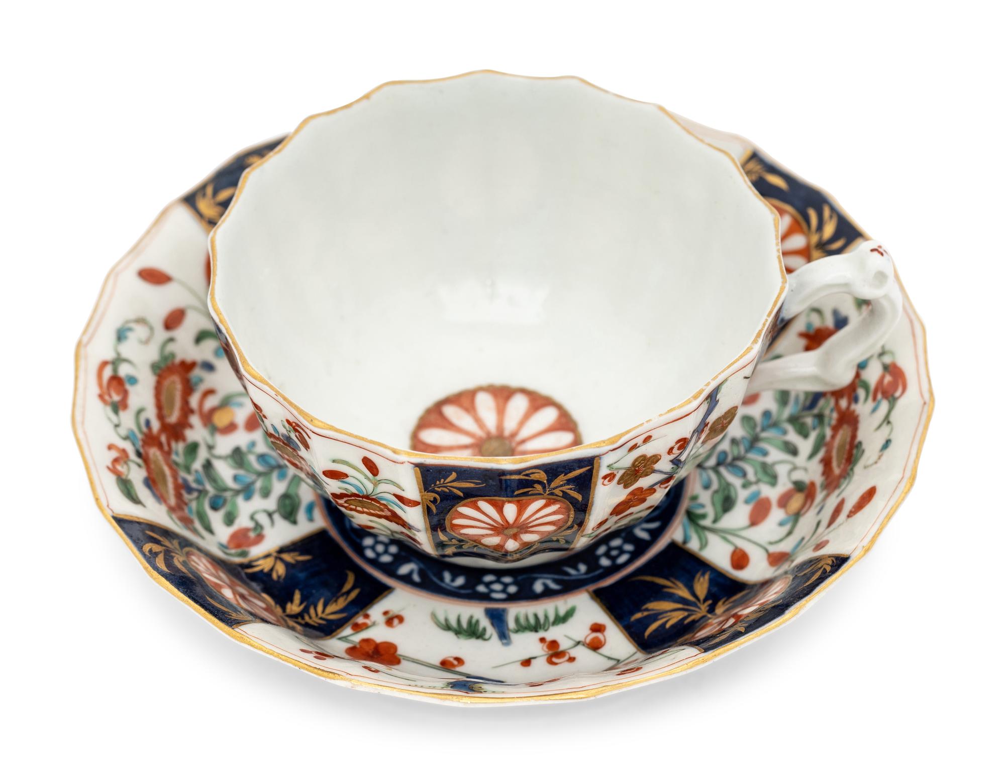 A Worcester Porcelain Teacup and Saucer