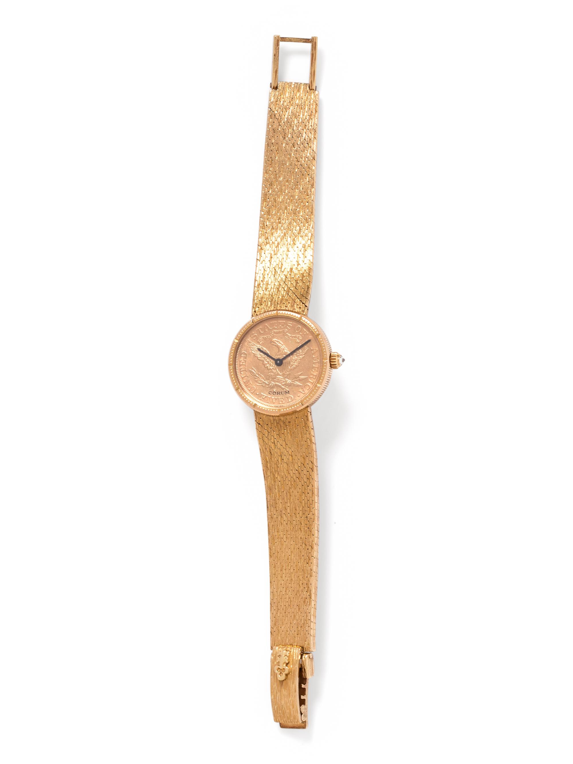 CORUM, 18K YELLOW GOLD US $5 COIN WRISTWATCH
