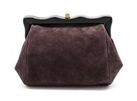 A Chanel Gray Quilted Suede Oversized Clutch, 10 x 7 x 4 inches.