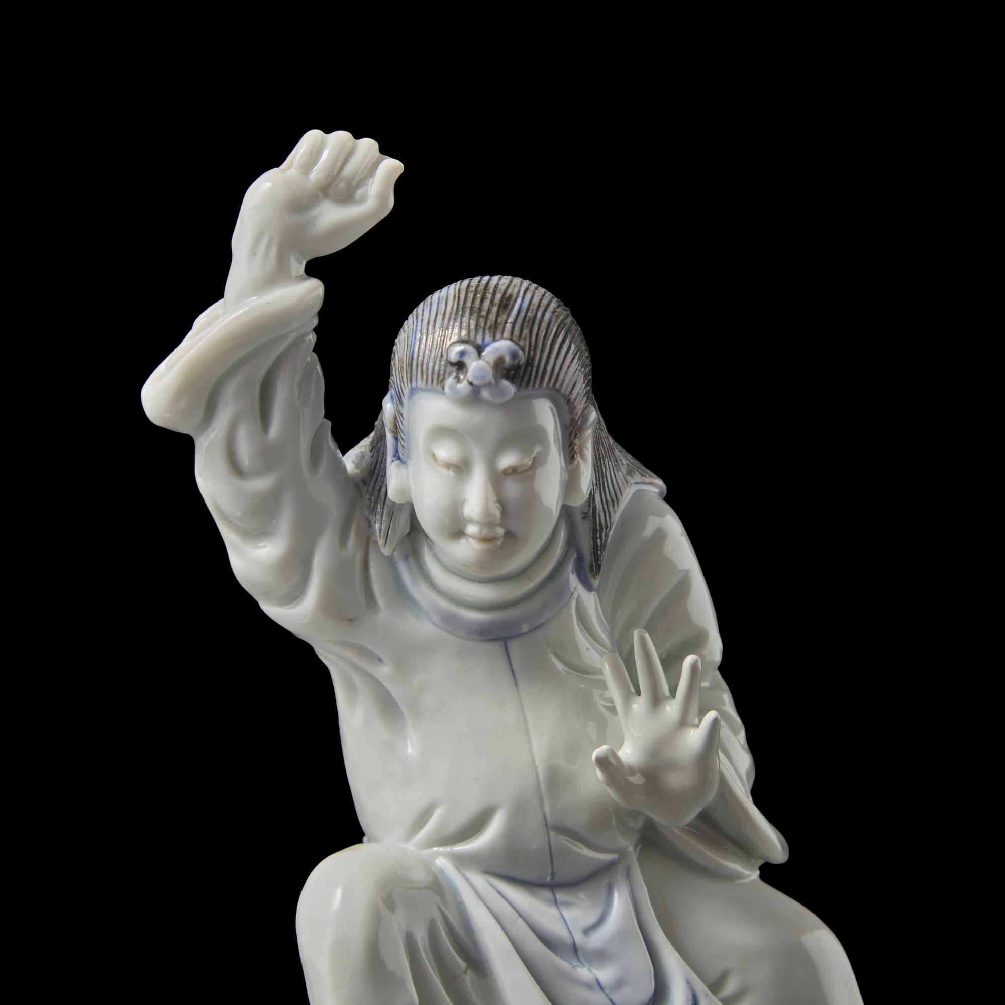 An Unusual Japanese Hirado Porcelain Okimono of Susa-no-o Slaying the Eight-Headed Dragon 日本明治時代 平戶燒九頭龍大神像