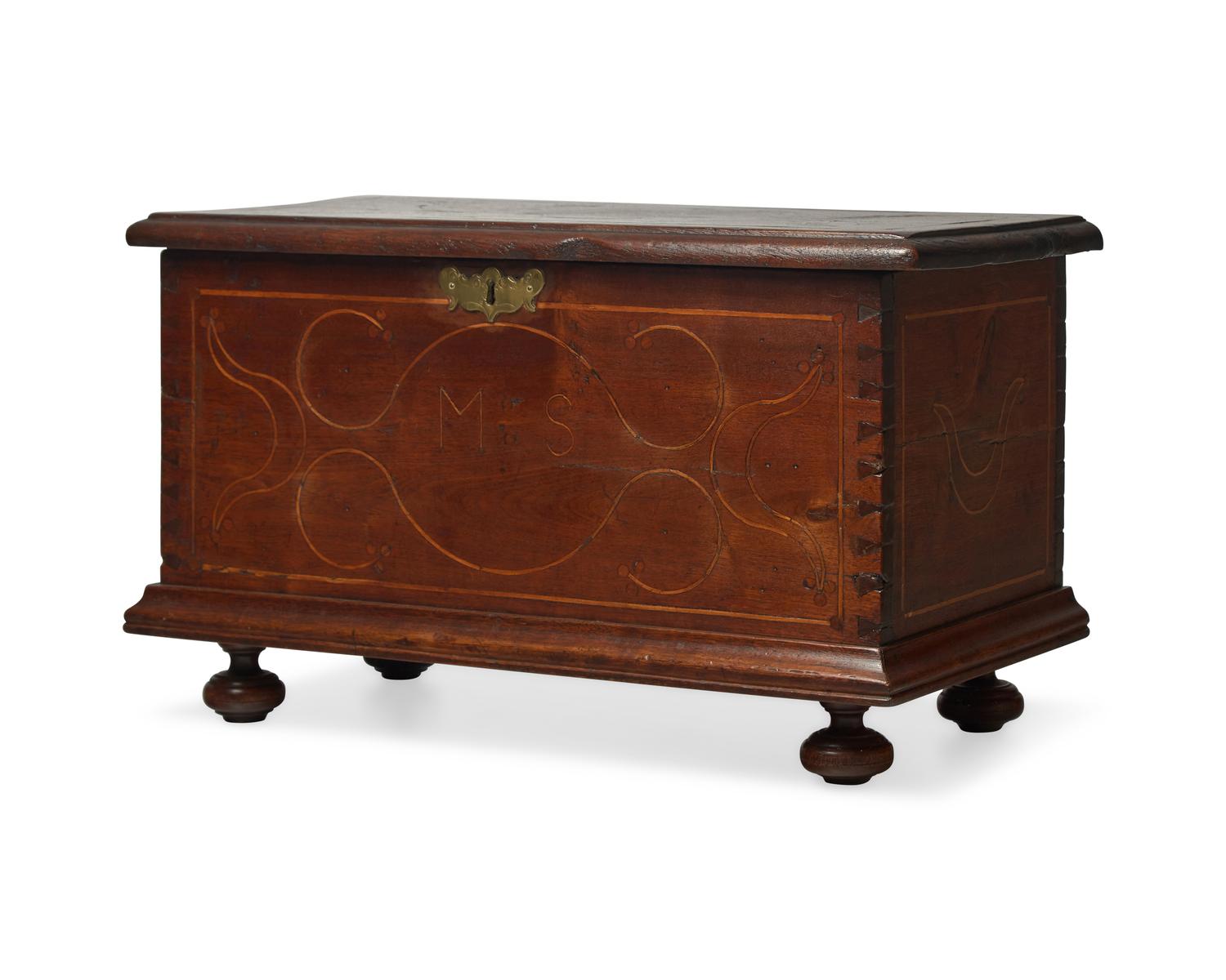 A William & Mary Line-and-Berry Inlaid Walnut Box
