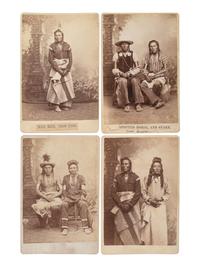 BARRY, David F. (1854-1934), photographer. Four cabinet cards of Crow warriors, incl. War Man, Spotted Horse, Snake and Big Belly. Ca 1880s.
