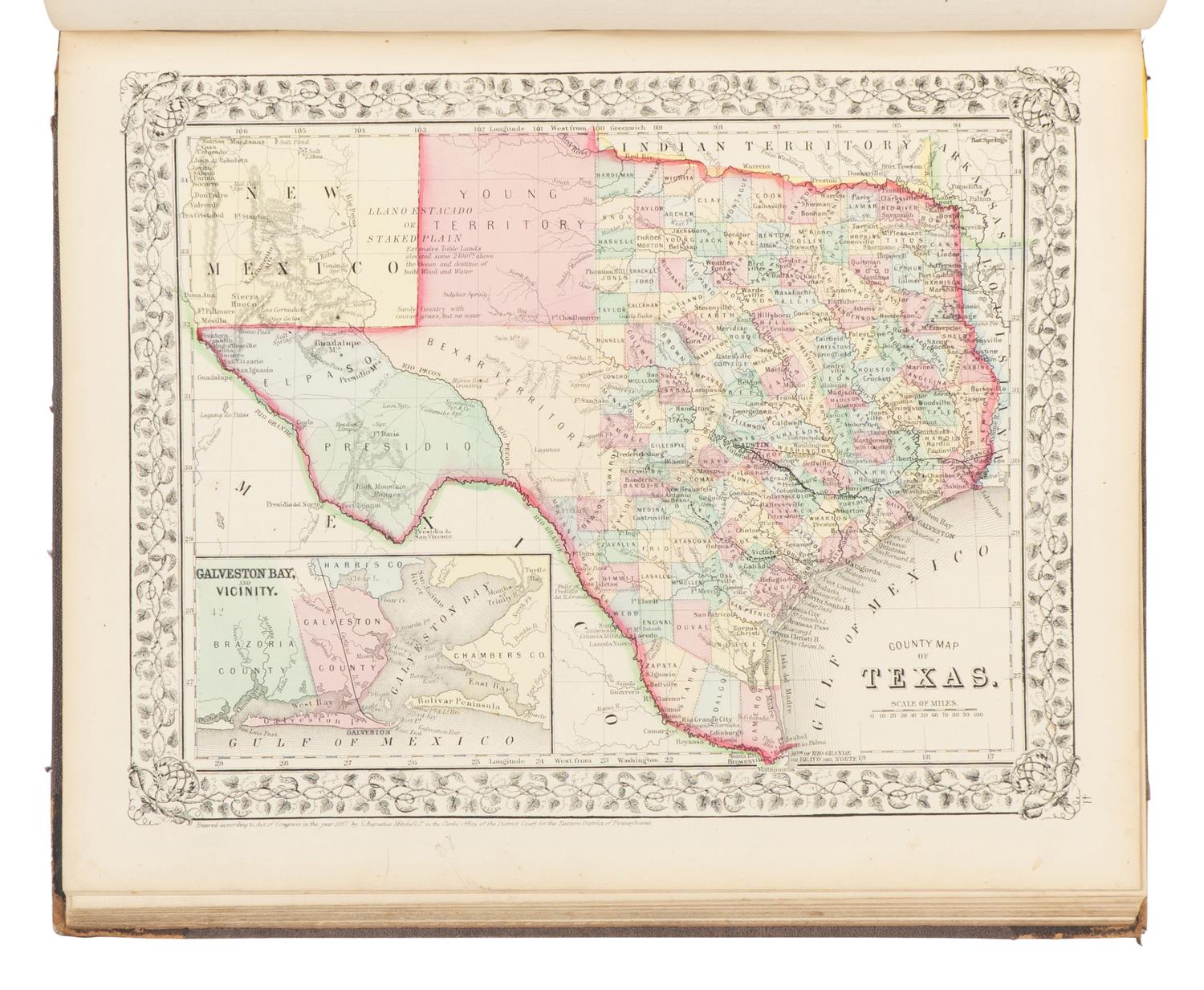 MITCHELL, Samuel Augustus (1792-1868). Mitchell’s New General Atlas Containing Maps of the Various Countries of the World, Plans of Cities, etc . Philadelphia: S. Augustus Mitchell, 1869.