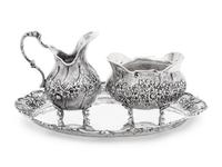 A German Silver Three-Piece Cream and Sugar Set