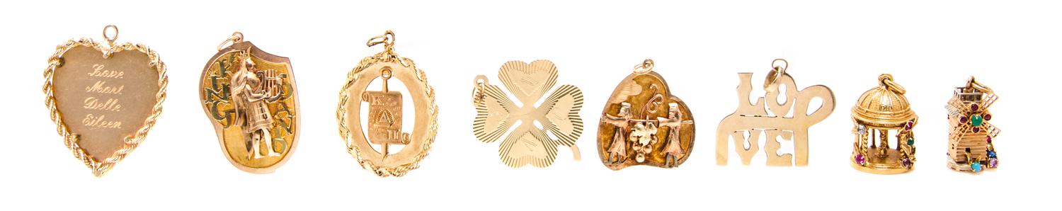 A Collection of Yellow Gold Charms, 47.40 dwts.