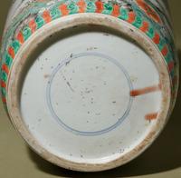 A Famille Verte Porcelain Rouleau Vase