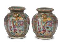 A Pair of Rose Medallion Porcelain Vases
