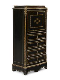 RELEASED TO OWNER -- A Napoleon III Style Inlaid and Marble-Top Secrétaire à Abbatant