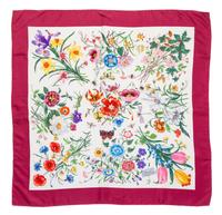 A Pair of Gucci Silk Floral Scarves, 35" x 35".
