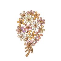 MULTIGEM AND DIAMOND FLOWER BROOCH