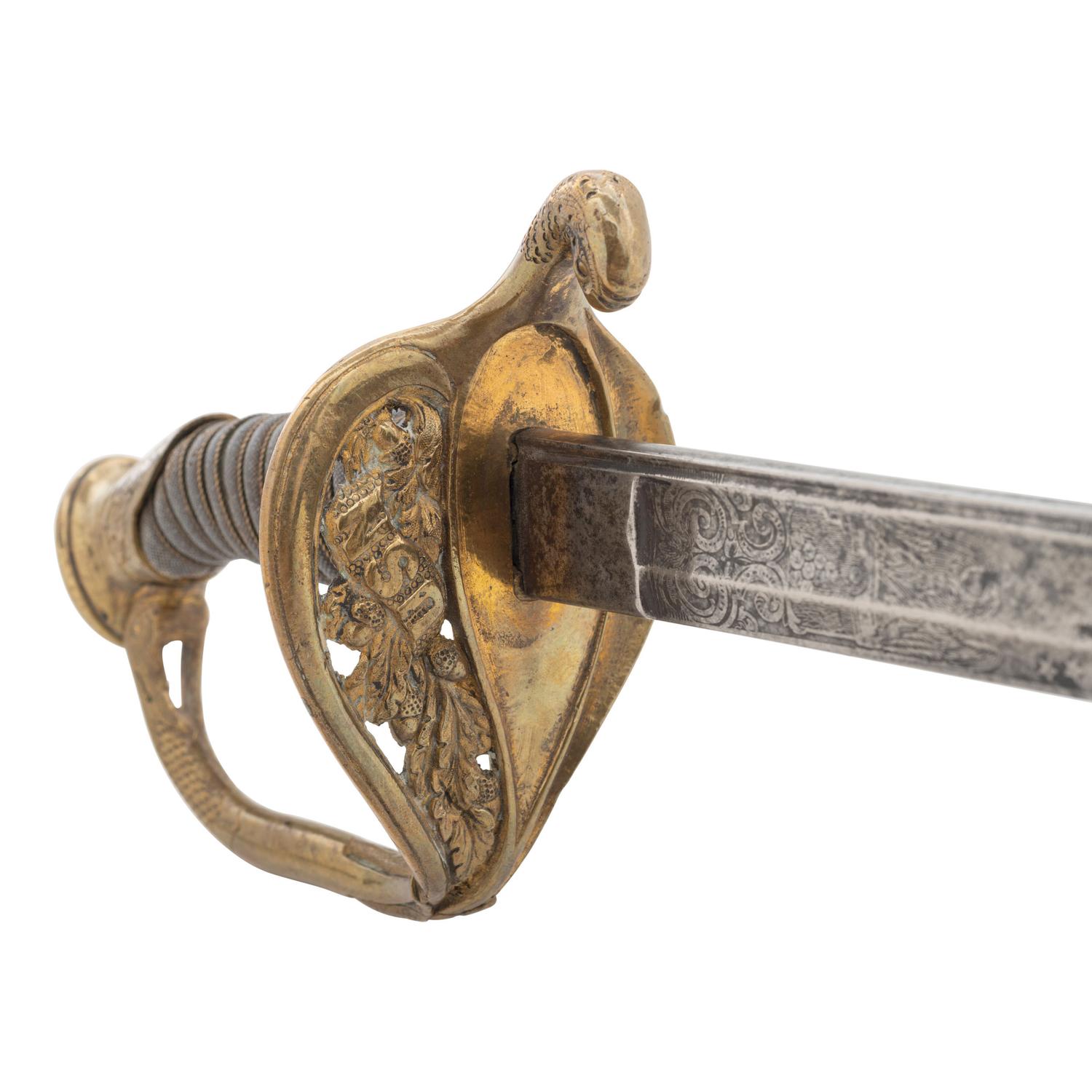 US Model 1852 Naval Officers Sword by Clauberg, Inscribed to Denny Hayes USN