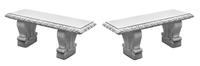 A Pair of Baroque-Style Stone Composite Benches Height 20 x width 50 x depth 18 inches.