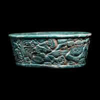 A Maya Green Fuchsite Bowl with Intricate Figures