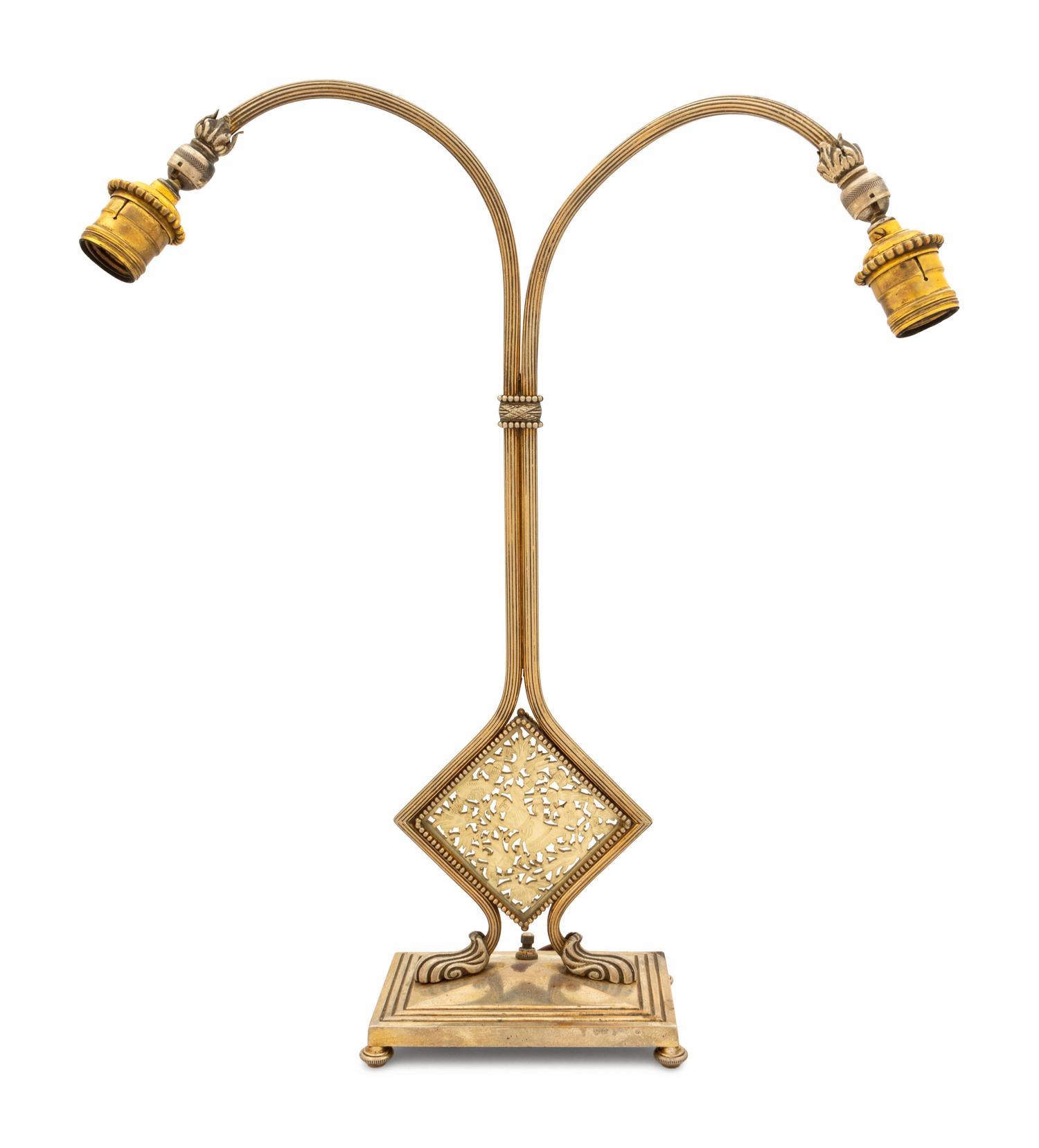 An Art Deco Hardstone Inset Table Lamp
