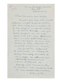 [ARTISTS]. FOUJITA, Tsugouharu (1886-1968). Autograph letter signed ("Foujita"), to Jean Avalon. 23 rue Campagne-premiere, Paris, n.d.