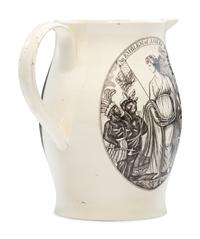 A Liverpool Transfer-Printed Creamware 'Emblem of America / Washington in Glory' Pitcher