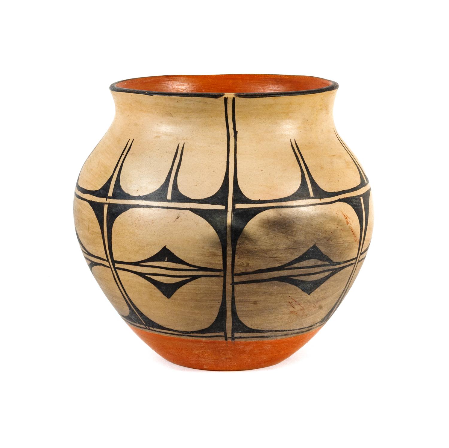 Santa Domingo Polychrome Jar Height 9 1/2 x depth 9 1/2 inches