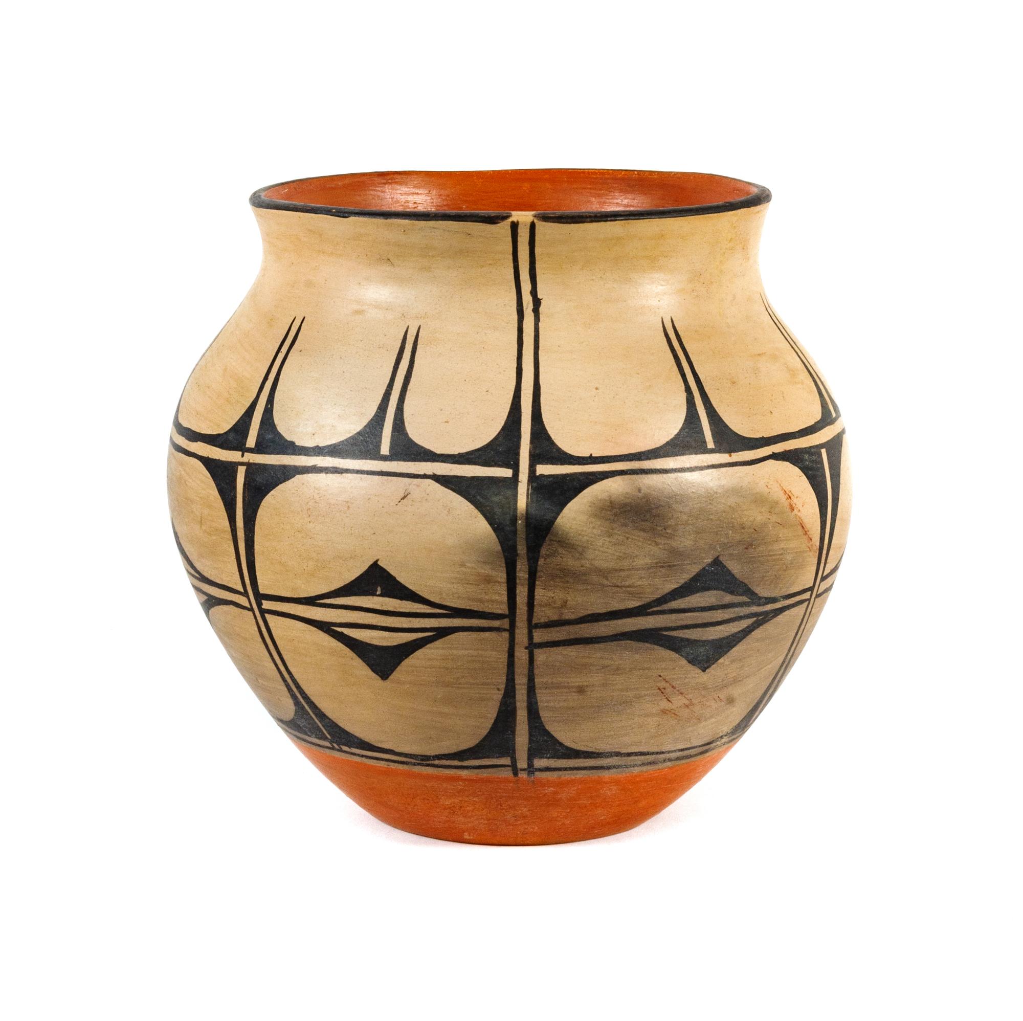 Santa Domingo Polychrome Jar Height 9 1/2 x depth 9 1/2 inches