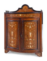 An Italian Neoclassical Style Marquetry Decorated Walnut Cabinet