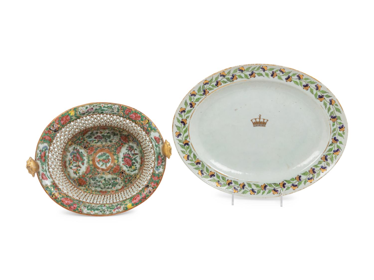 A Chinese Export Famille Verte Reticulated Basket