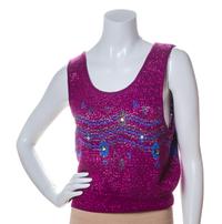 A Ted Lapidus Metallic Magenta Wool and Angora Sweater Set, Sweater size 40, shell size 38.