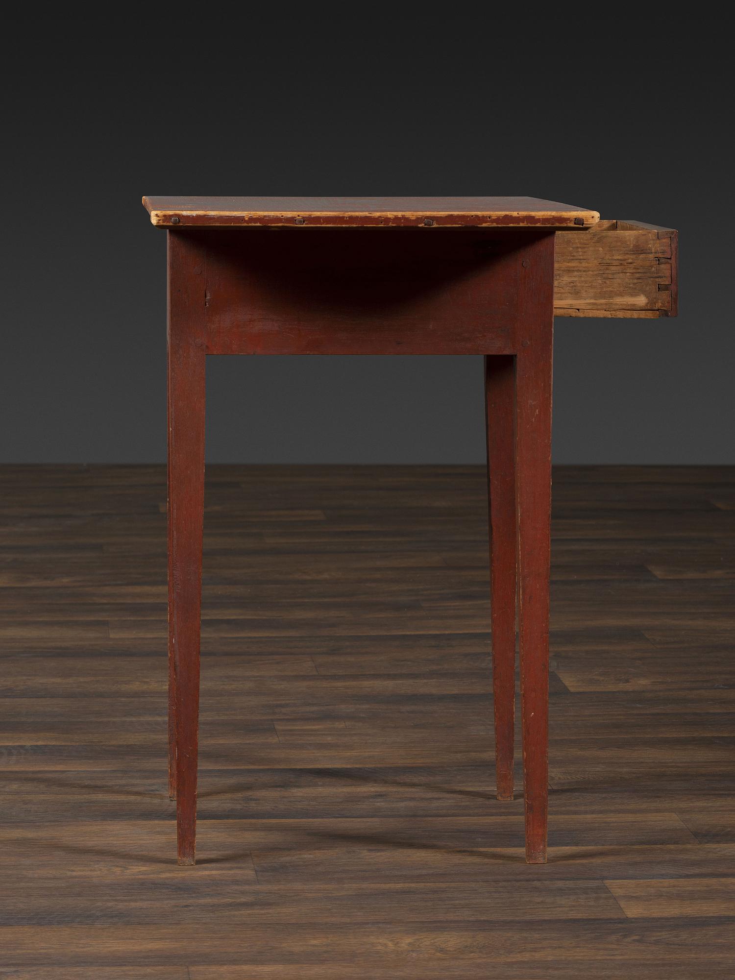 A Federal Red Painted Pine Diminutive Tavern Table