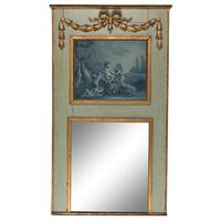 A French Painted and Parcel-Gilt Trumeau Mirror