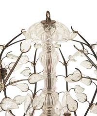 A Pair of Gilt Metal and Etched Crystal Leaf Globe-form Chandeliers in the Manner of Maison Bagues — 20th Century