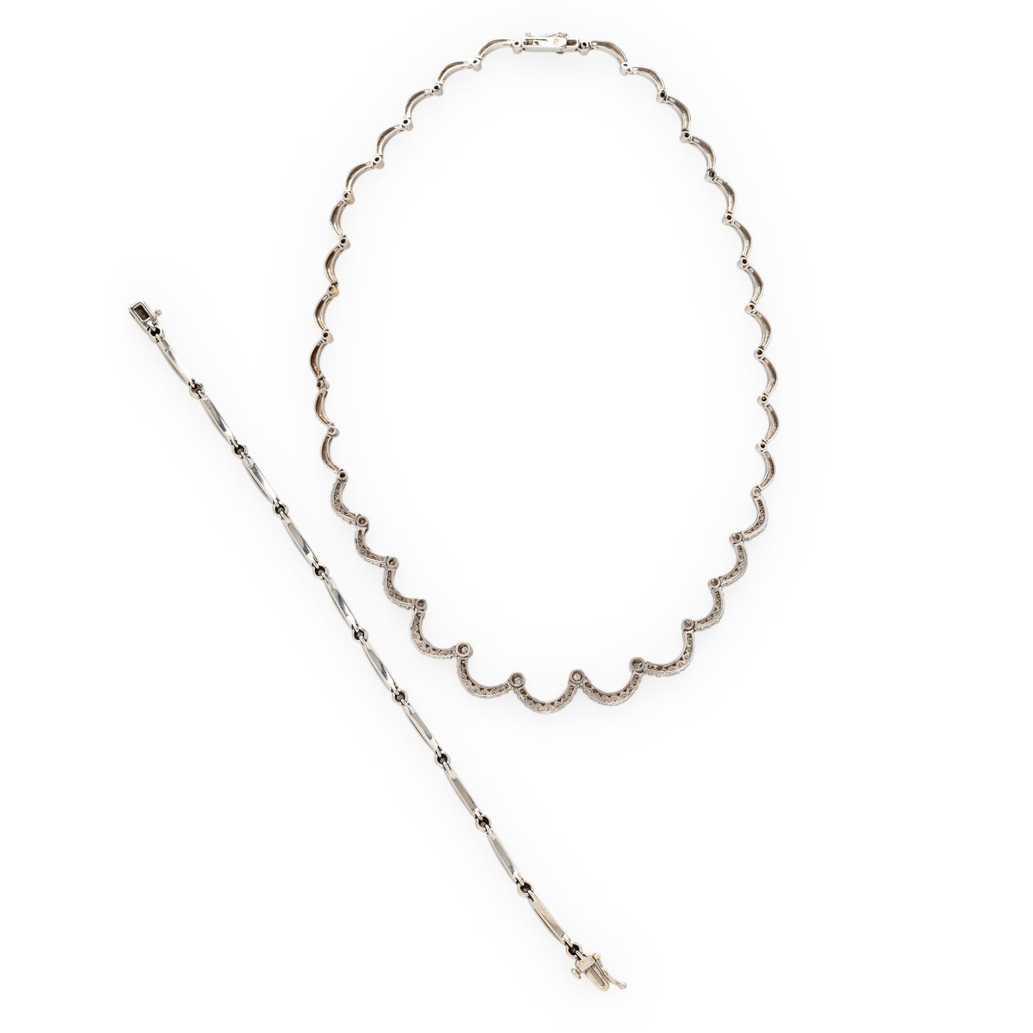DIAMOND AND WHITE GOLD NECKLACE AND BRACELET