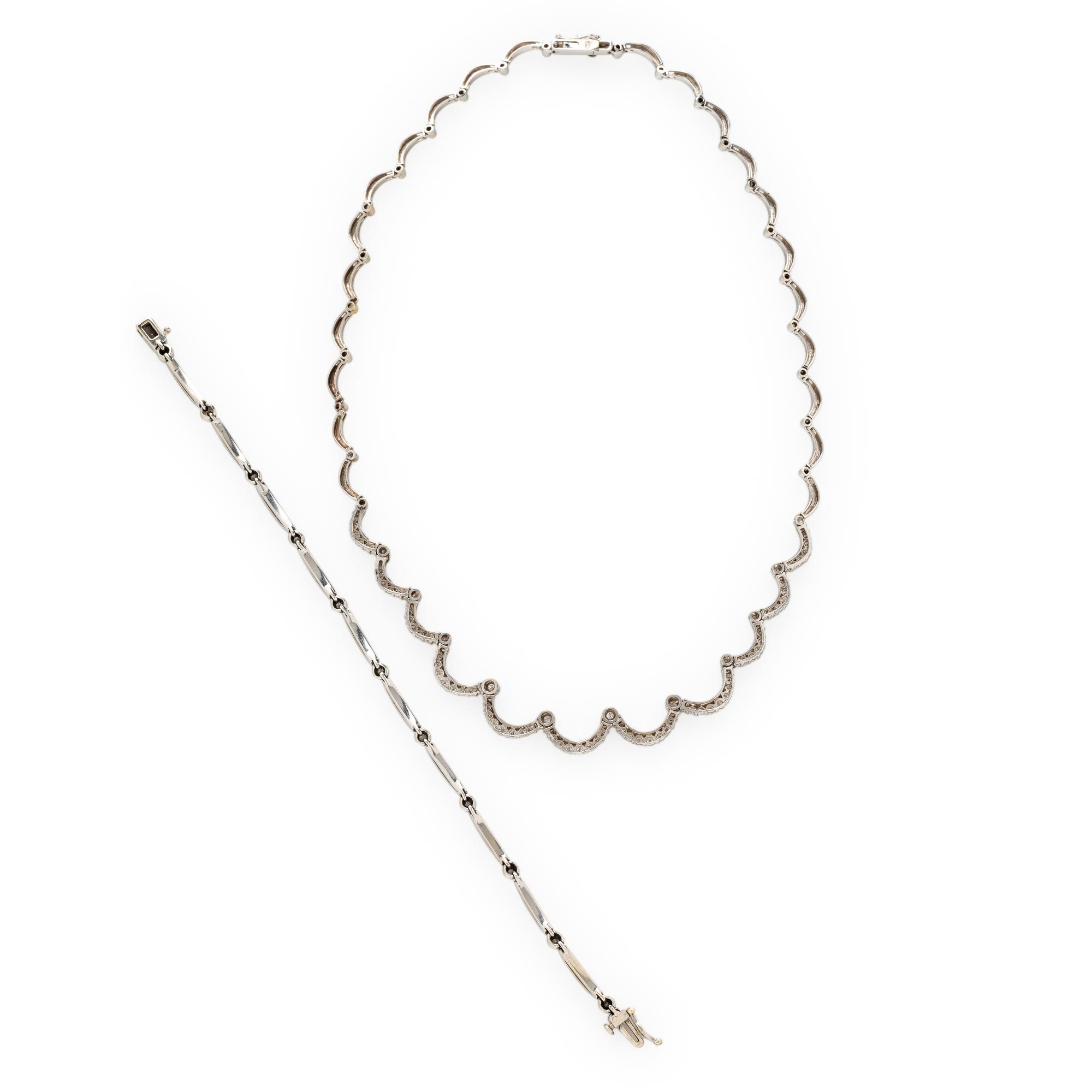 DIAMOND AND WHITE GOLD NECKLACE AND BRACELET